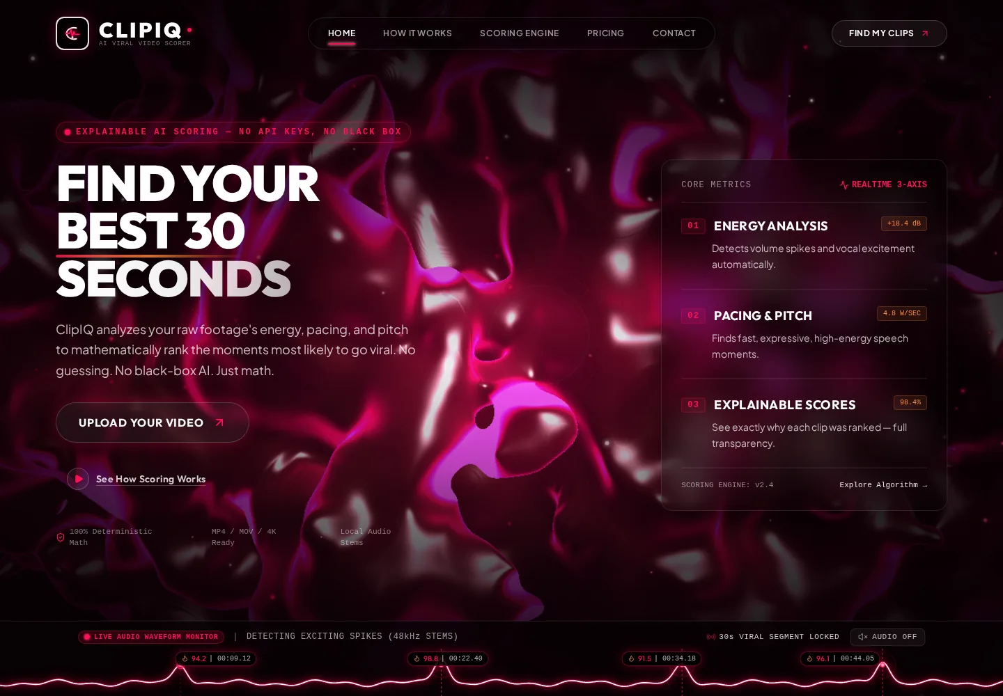 ClipIQ explainable viral video scoring interface